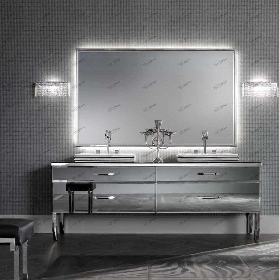 Комбинация ванной комнаты H01 в отделке VETRO specchio fumè MILLDUE HILTON HILTON01