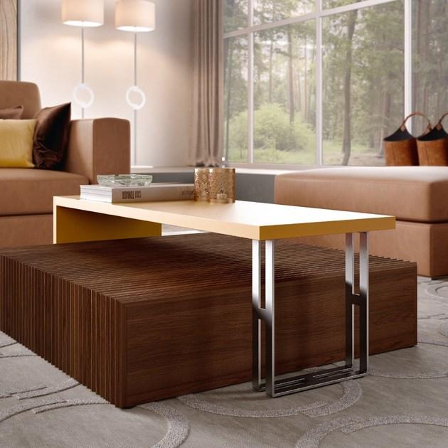 Caroti Низкий деревянный журнальный столик в современном стиле с подносом для гостиной Concept 125 bonseki bridge - Вид №1