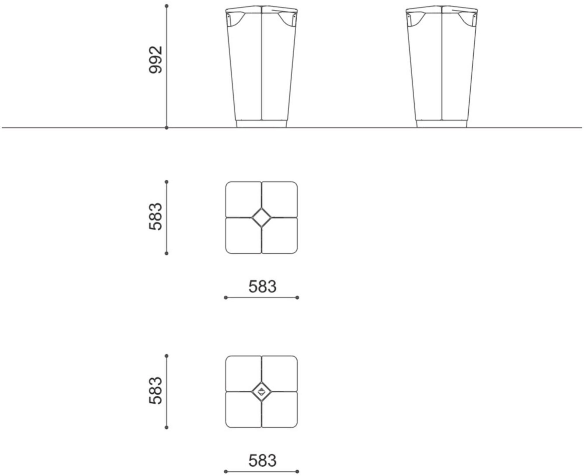 City Design Контейнер для мусора из стали с порошковым покрытием и пепельницей для раздельного сбора мусора sun-id-1353504 - Вид №7