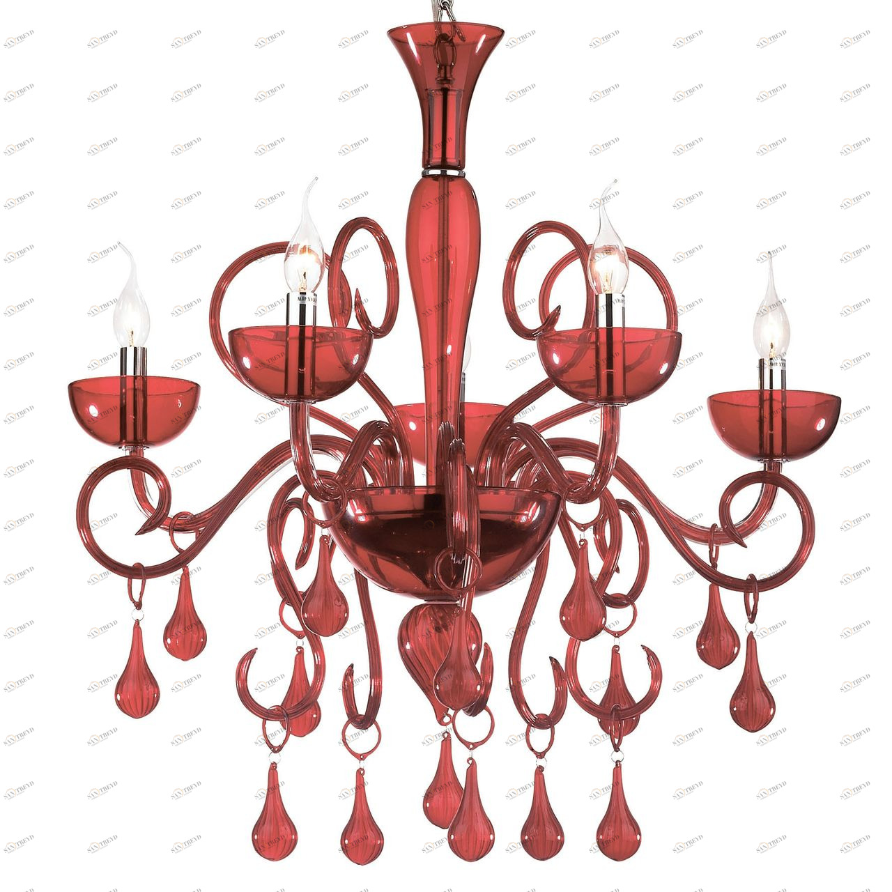 Подвесная люстра Ideal Lux Lilly SP5 Rosso IDEAL LUX ДИЗАЙНЕРСКИЕ, LILLY ROSSO 057378 Красный 