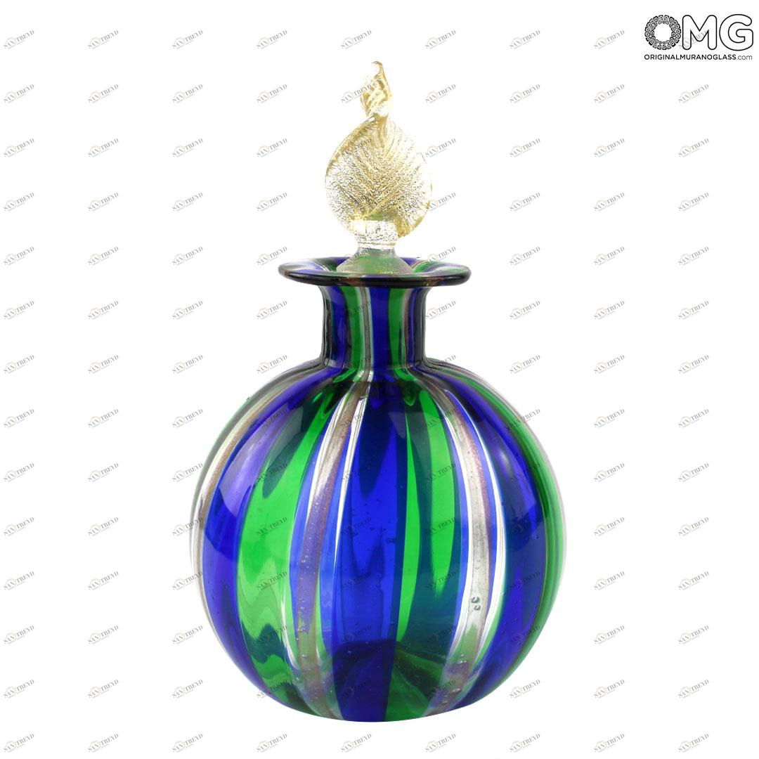 3791 ORIGINALMURANOGLASS Флакон для духов сине-зелёный - муранское стекло OMG  см 