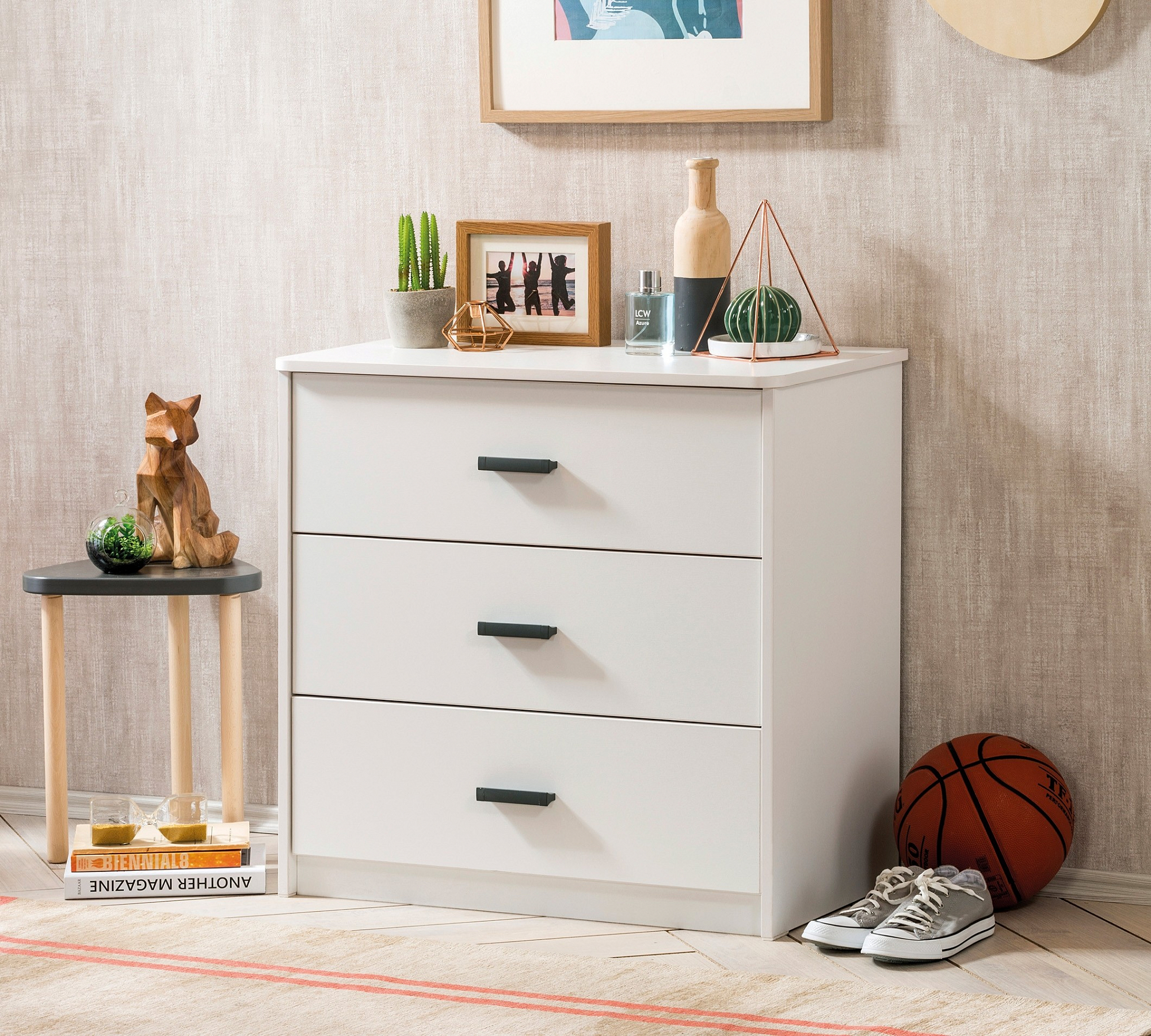 Комод с 3 ящиками белый White CILEK WHITE 00-3832257 Белый Santreyd  - Вид №3