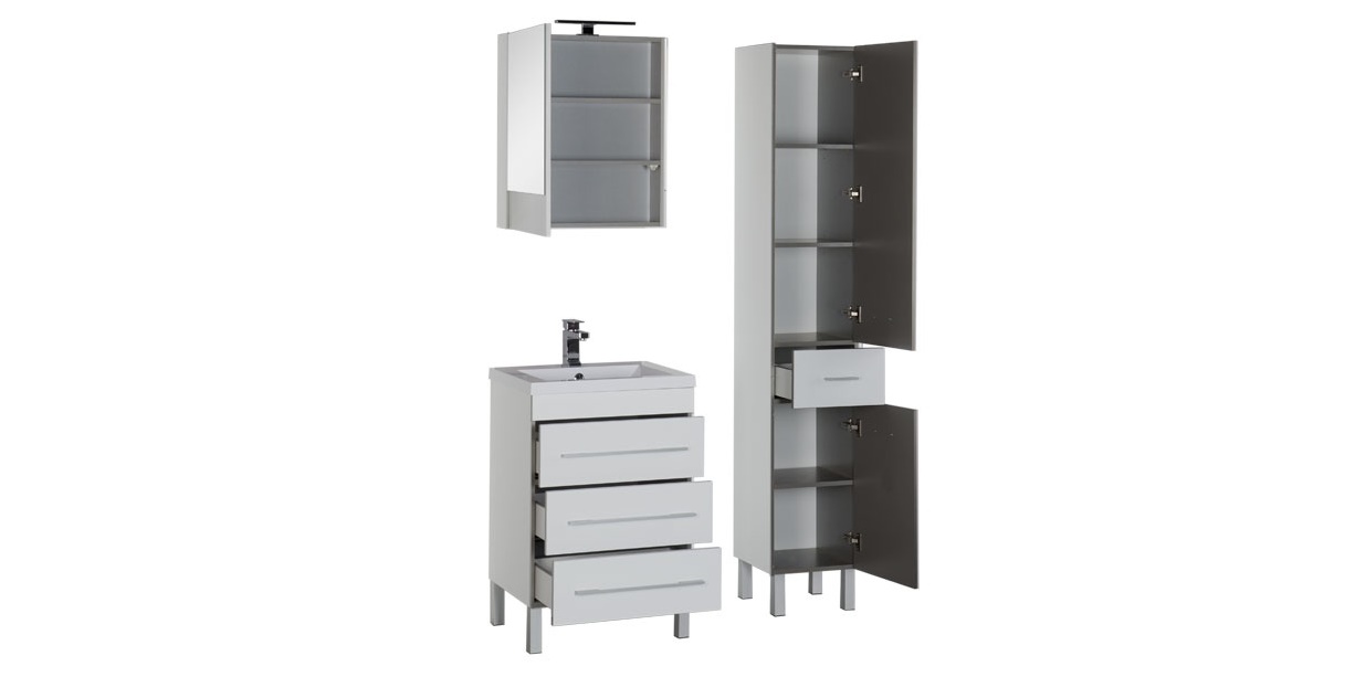 Комплект мебели Aquanet Верона 58 белый (напольный 3 ящика) 00178508 - Вид №2