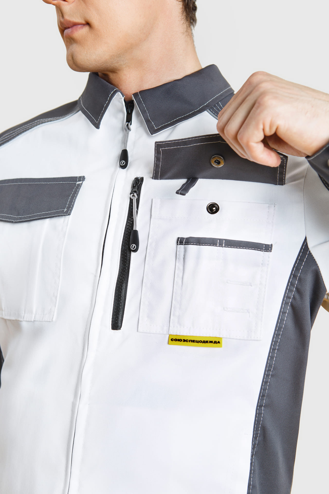 4974827 Костюм  NEW белый графит STATUS  Летняя спецодежда  размер 52-54/170-176  - Вид №10