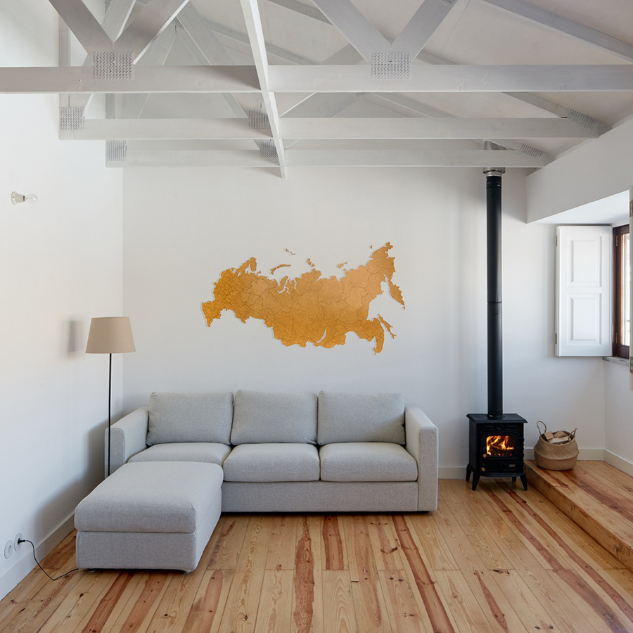 19-26 Карта-пазл wall decoration "российская федерация" с городами, 98х53 см коричневая Mimi  - Вид №1