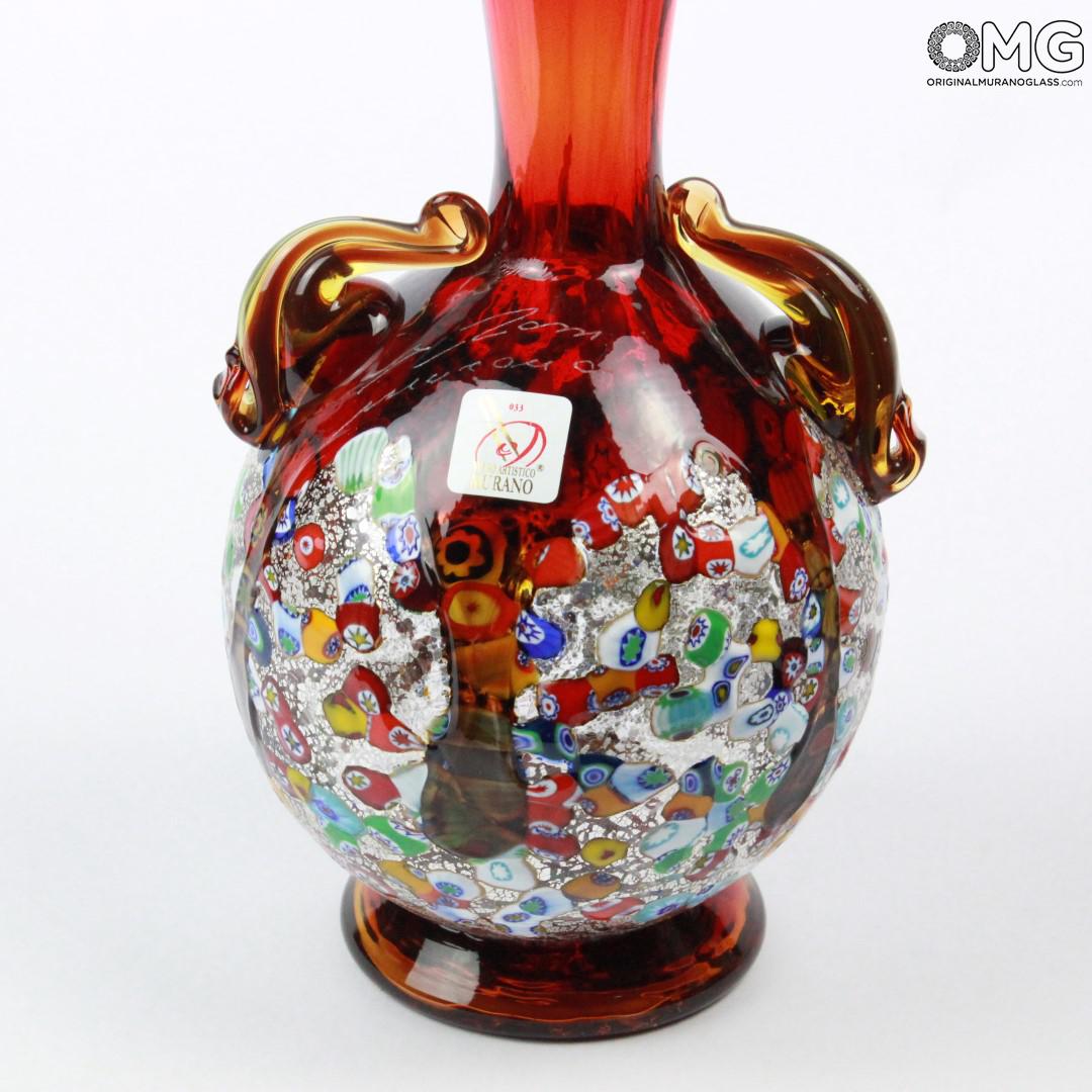 604 ORIGINALMURANOGLASS Ваза-сосуд Красная Петух - муранское стекло OMG 15 см  - Вид №1