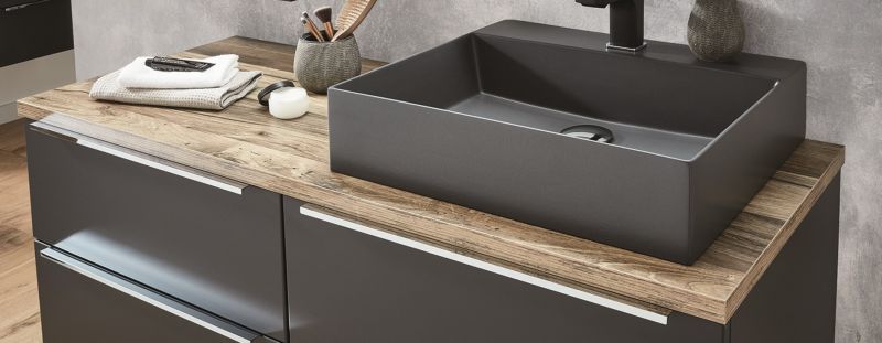 AP512466(174) Puris Aspekt, столешница с вырезом под раковину справа 1200 мм, цвет дуб хантон 