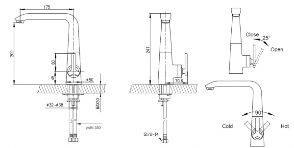 Смеситель для кухни с высоким поворотным изливом WATERFALL F773107C-1 bravat - Вид №2