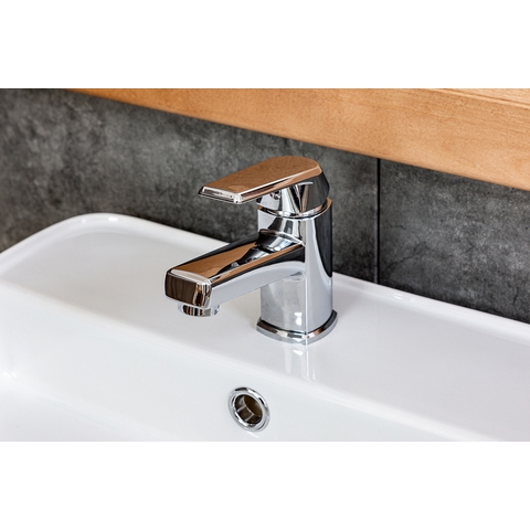 OneLife by Orange P02-021cr однозахватный полимерный смеситель для раковины, цвет хром Черный матовый sun-id-1517297 - Вид №3