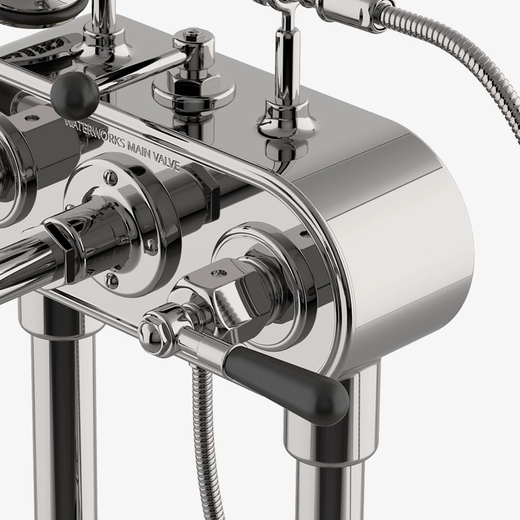 RGXT50 Наполнитель для ванн с открытой палубой на регуляторе с ручным душем и черными ручками Waterworks  - Вид №1