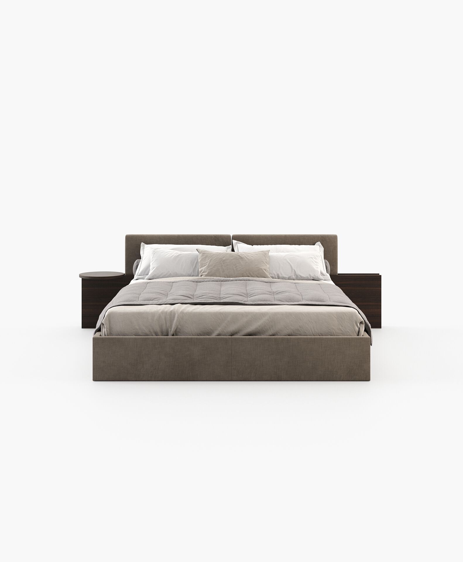 Двуспальная кровать из ткани с мягким изголовьем и встроенными тумбочками Laskasas Origin ARCH-00106710 - Вид №11