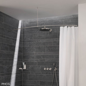 DSGN12-2 Карниз для душевой занавески ø12 мм изогнутый от 100 до 160 см - на заказ PHOS