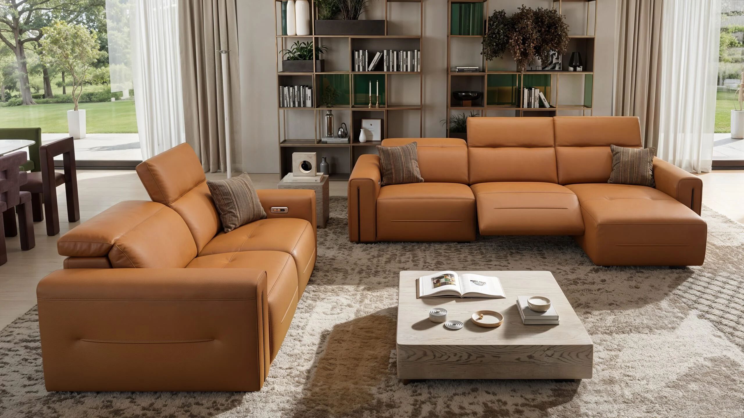 Кожаный диван с полуостровом Sofanella Канны ARCH-00138810 - Вид №3