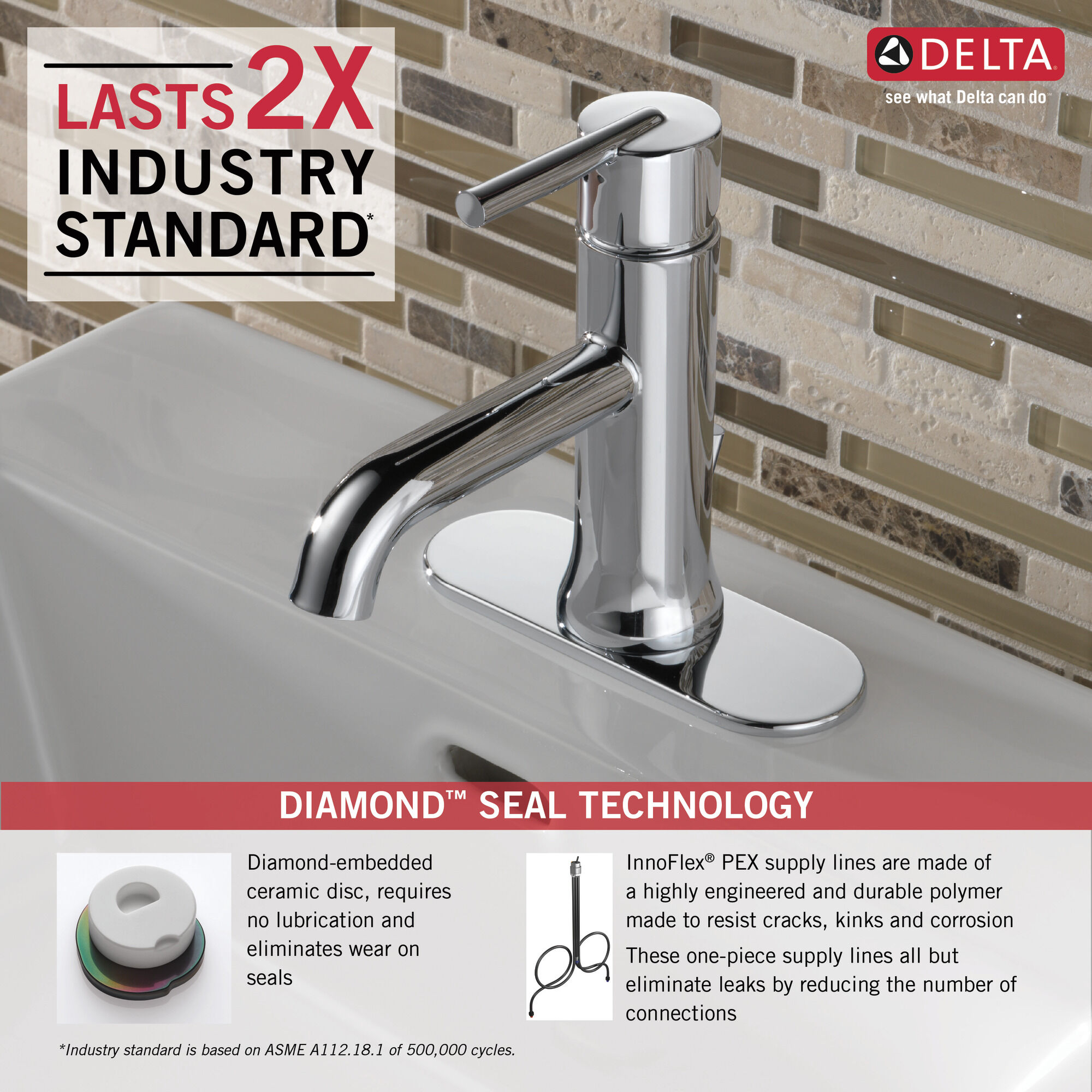 559LF-MPU Смеситель для ванной с одной ручкой Delta Faucet Trinsic Хром  - Вид №3