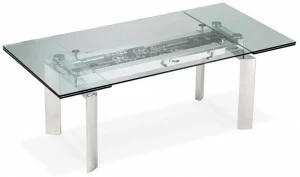 Roche Bobois Раздвижной обеденный стол из алюминия и стекла Les contemporains