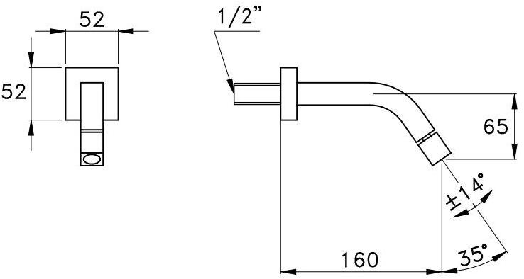 RUBINETTERIE STELLA Настенный излив для умывальника Bamboo quadro sun-id-1420128 - Вид №1