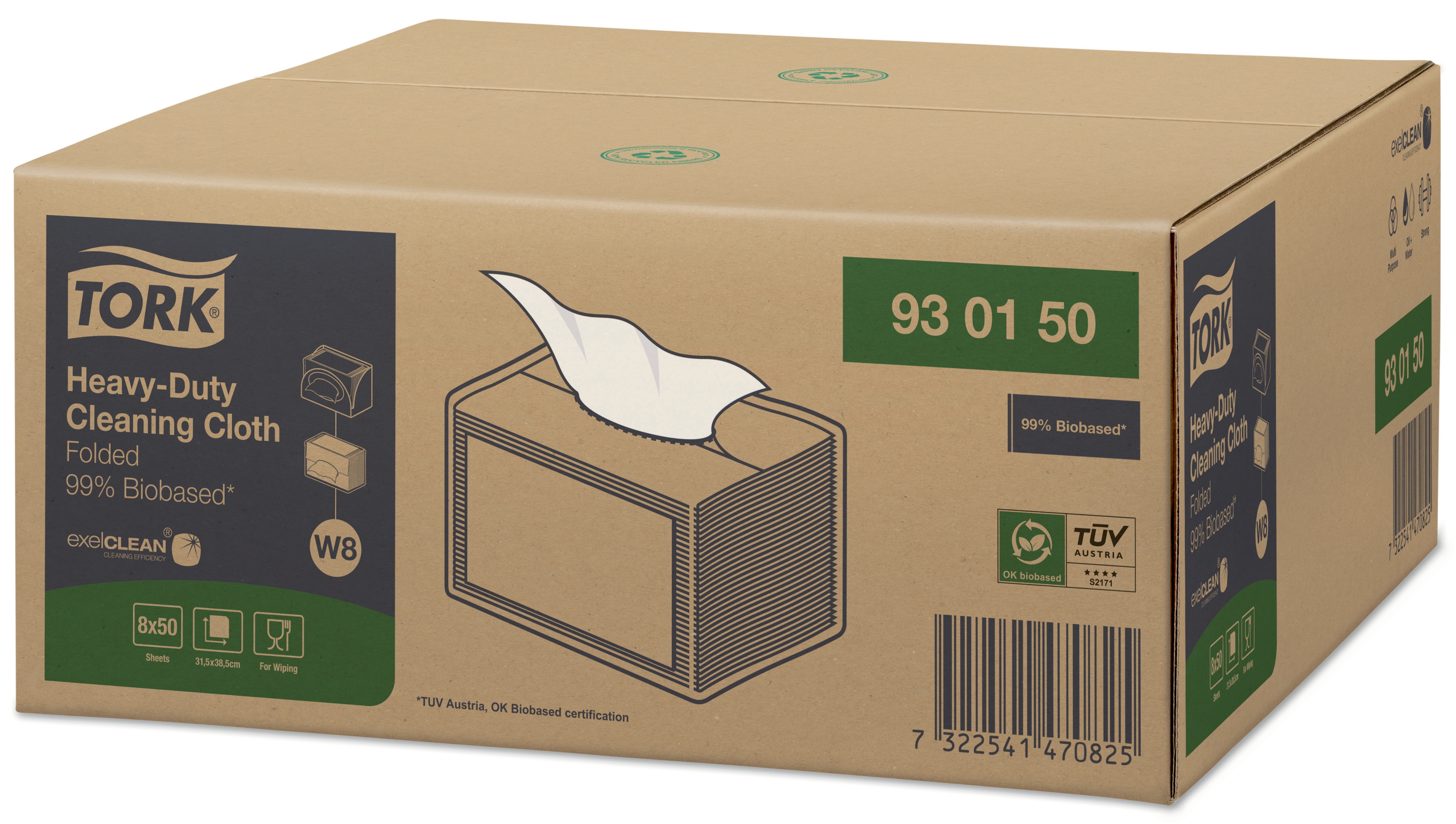 93015000 Универсальное нетканое полотно для сильных загрязнений, состоящее на 99% из биоматериалов. Tork  - Вид №2