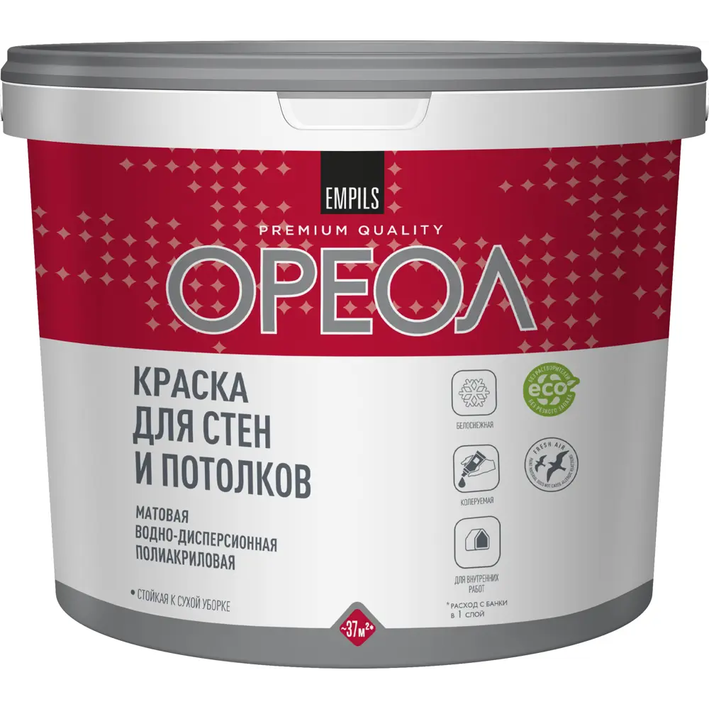 Краска для стен и потолков Ореол матовая цвет белоснежный 6.5 кг STLM-2187580