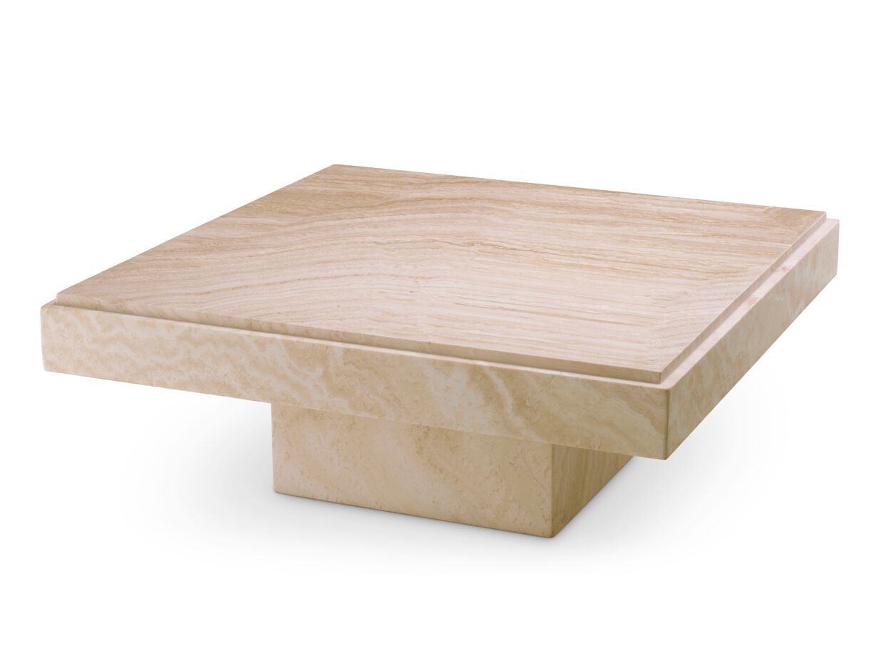 Низкий квадратный журнальный столик из травертина Eichholtz SARTORIA ARCH-00070863