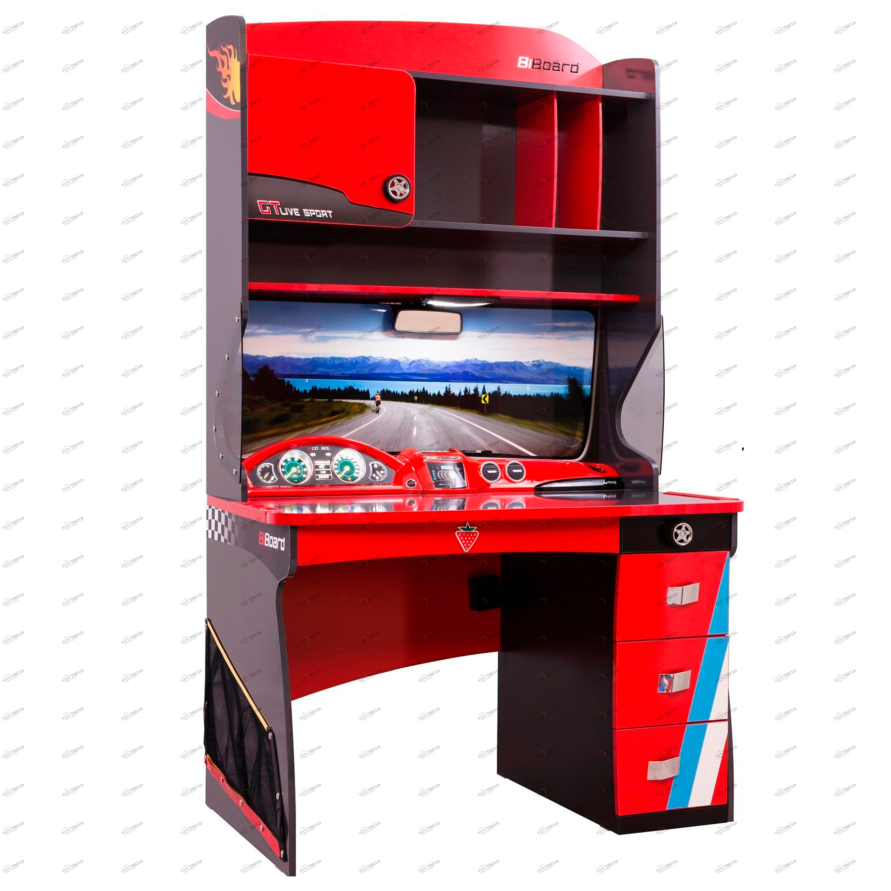 Письменный стол с надстройкой черно-красный Champion Racer CILEK CHAMPION RACER 00-3832540 Красный Santreyd 