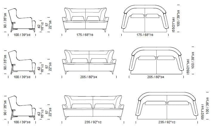 3-местный тканевый диван Borzalino ARCH-00006554 - Вид №13