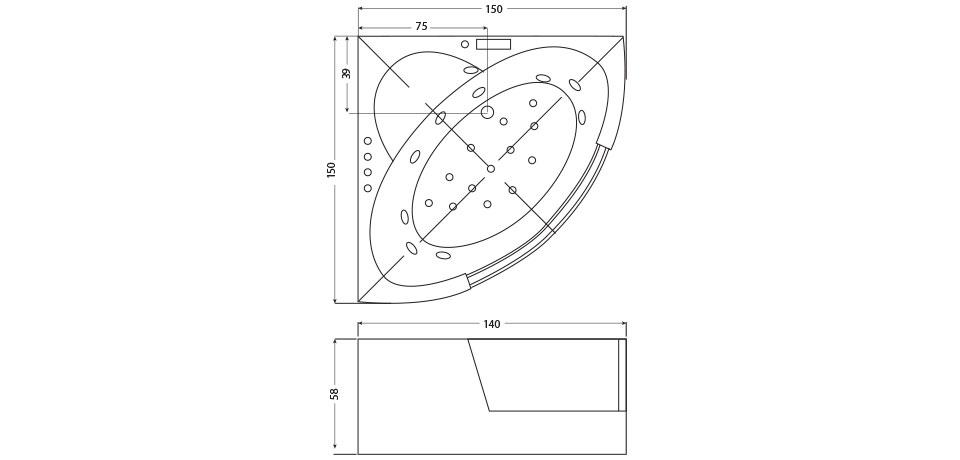 Гидромассажная ванна Wellis Tivoli E-Drive™ TOUCH sun-id-296347 - Вид №1