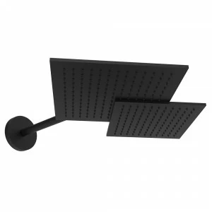 Graffio Комплект двойной квадратной стальной душевой лейки 560 x 425 мм с настенным круглым держателем для душа XL 400 мм ø 25,7 мм и предохранительной розеткой. KSDU 560