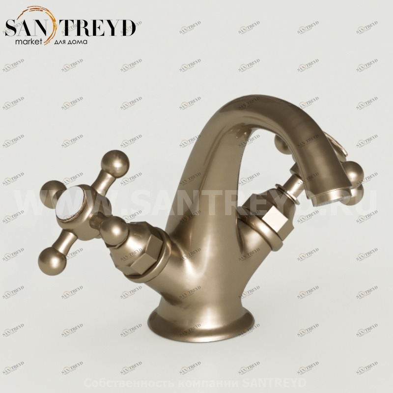 738993 Смеситель на умывальник на 1 отверстие , цвет Бронзовый Kerasan RETRO Италия 