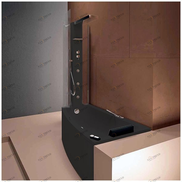 Ванна с кабиной Gruppo Treesse Asyx Box Top VTL-V8261-B8220-DX-C угловая черная правосторонняя VTLV8261B8220DXC