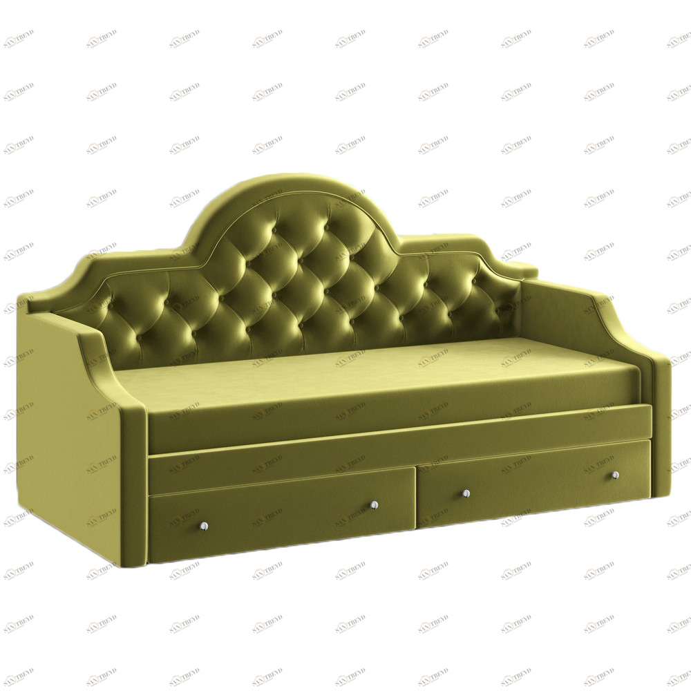 Диван-кровать детский с 2 выдвижными ящиками 90х190 см зеленый с каретной стяжкой DayBed KREIND DAYBED 00-3880035 Зеленый Santreyd 