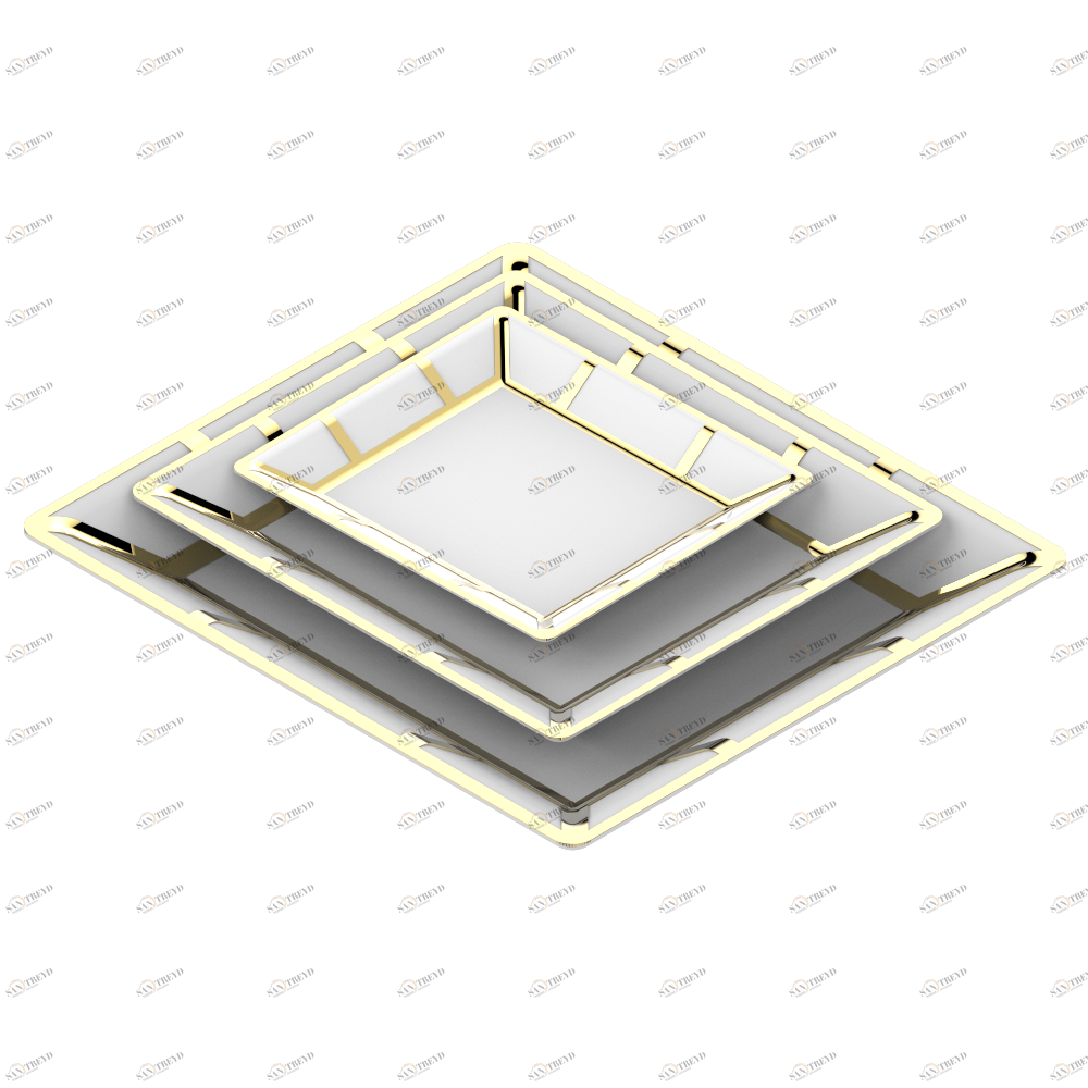 A7A-4626 Набор из трёх фарфоровых блюдец Thg-paris Ithaque с золотым декором Золото A7A-4626 CAT.F