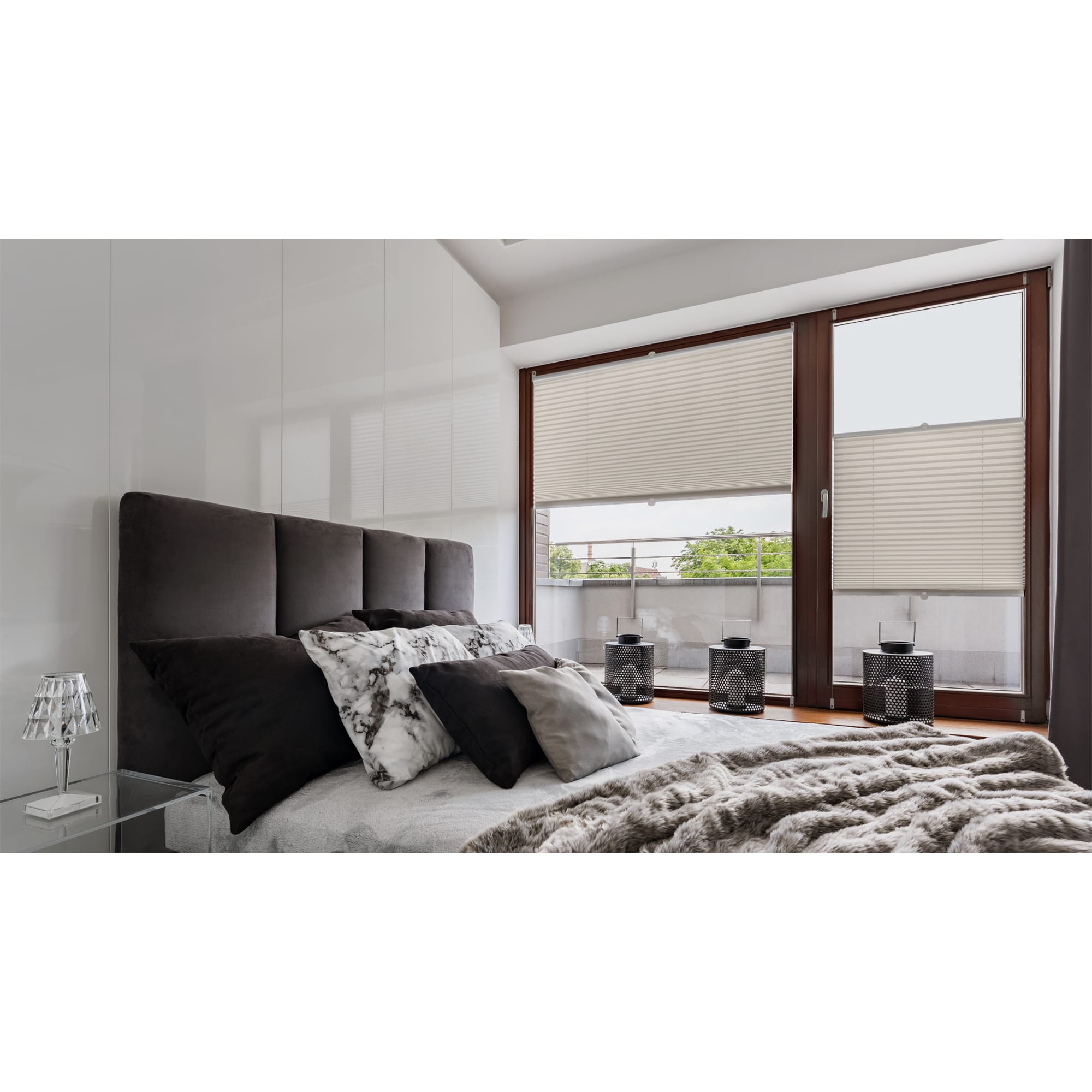 82057285 Штора плиссе «Плайн», 40х160 см, текстиль, цвет серый Santreyd  - Вид №4