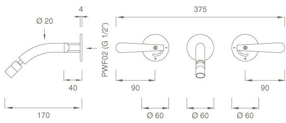 Ceadesign Смеситель для умывальника из нержавеющей стали с 3 отверстиями и регулируемым изливом Lutezia Ltz 04 - Вид №2