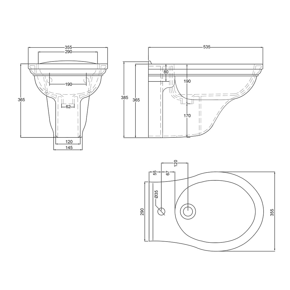 IMSR31 Настенное биде Carlyon (поставляется без поддерживающих кронштейнов) Carlyon Imperial  - Вид №2