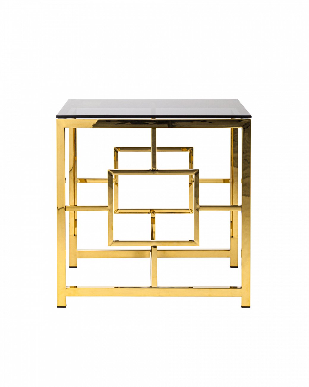 Журнальный столик стеклянный дымчатый с основанием золото 55х55 см "Бруклин" STOOL GROUP  00-3881911 Золото  - Вид №3