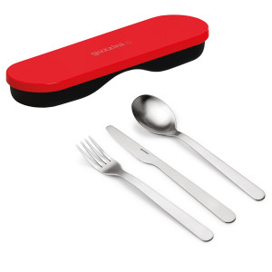 17110131 Набор столовых приборов в футляре on the go, красный, 3 шт. Guzzini