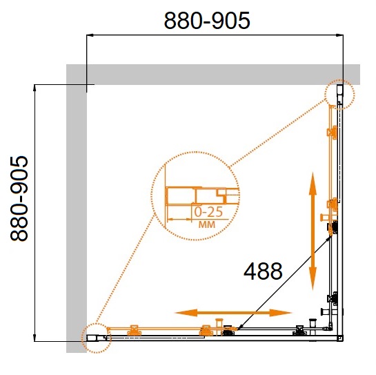 Душевой уголок CEZARES MOLVENO-A-2-90-P-Cr - Вид №3