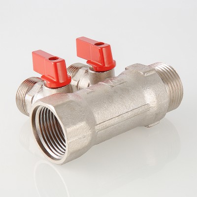 VTc.580.NE.0603 Коллектор с отсекающими кранами, под «евроконус» Valtec 1" x 3 вых., «евроконус»  - Вид №3