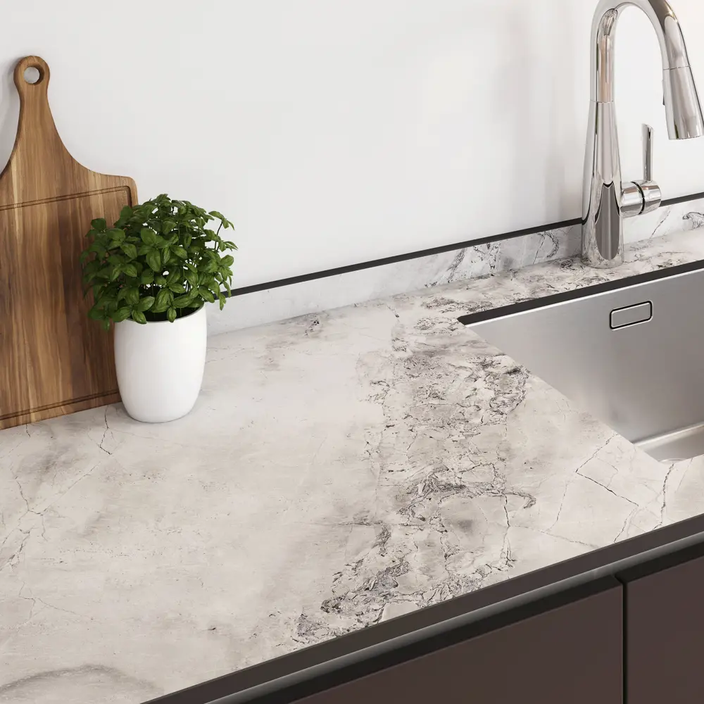 Столешница кухонная Кристалл L807 120x60x1.6 см HPL-пластик цвет белый 86820688 STLM-2161023 Santreyd - Вид №4