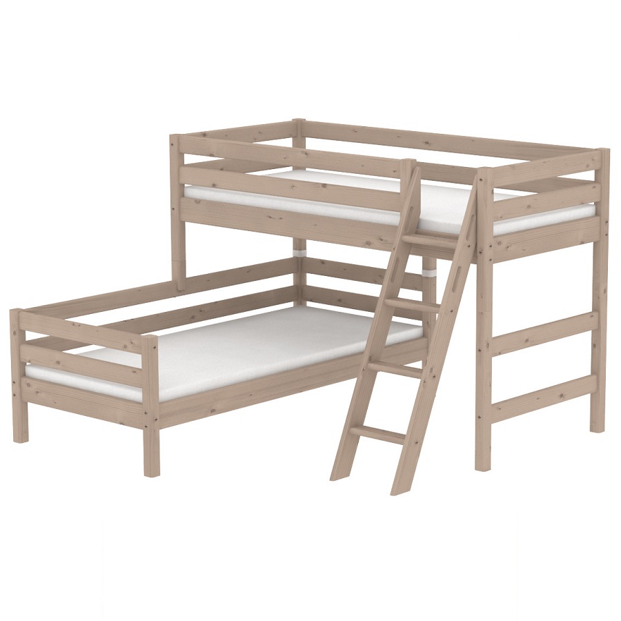 Кровать Flexa Classic двуспальная модульная с наклонной лестницей, коричневая, 190 см 90103131101 - Вид №1