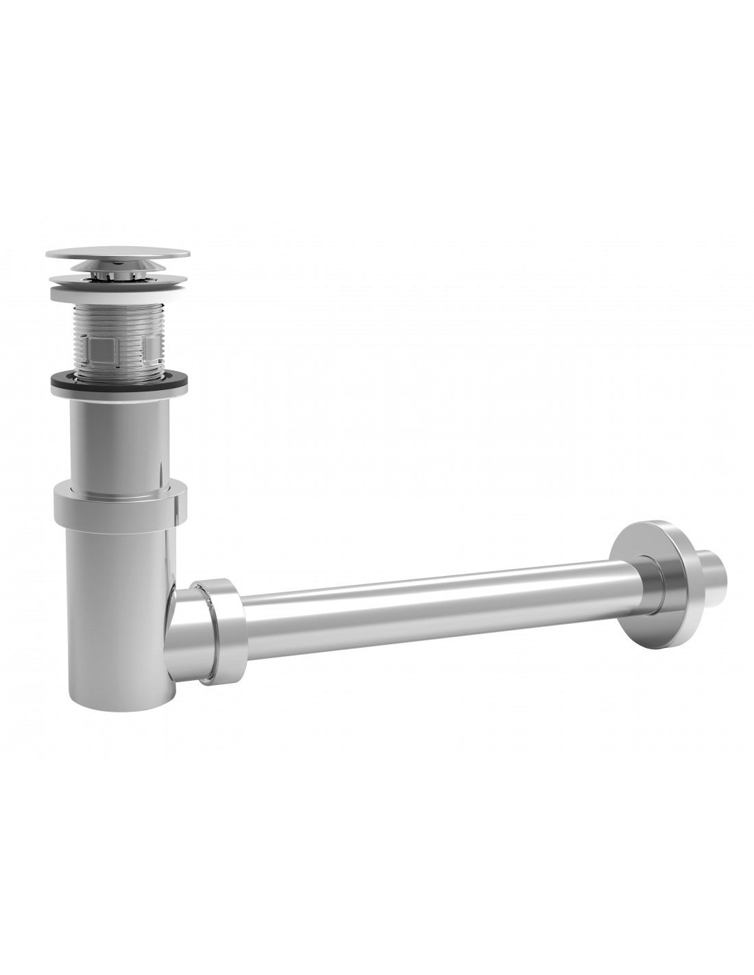 122300 000 00  Универсальный слив для умывальника со встроенным сифоном Сифонетка, двустворчатый клапан Д. 65 мм, нержавеющая сталь и хромированный АБС Valentin Хром 