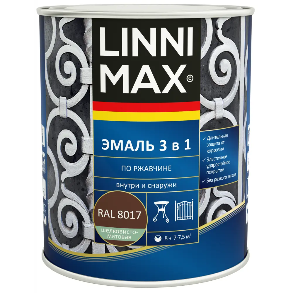 Грунт-эмаль Linnimax 3 в 1 для защиты от ржавчины, 0.75 л 89349594 STLM-0853442 - Вид №1