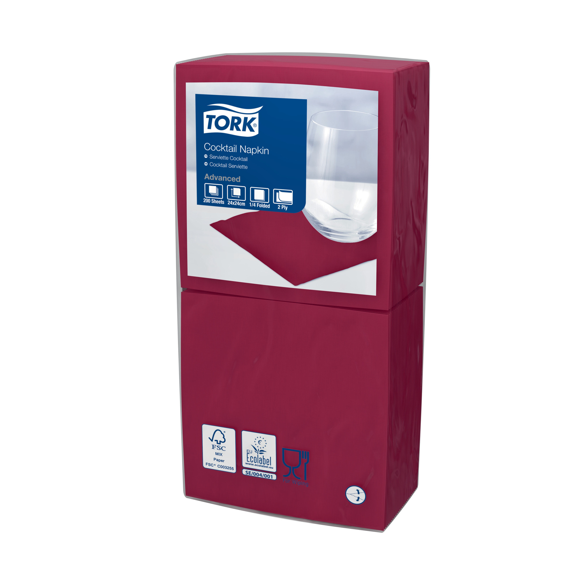 47782439 Коктейльная салфетка бордового цвета Tork 