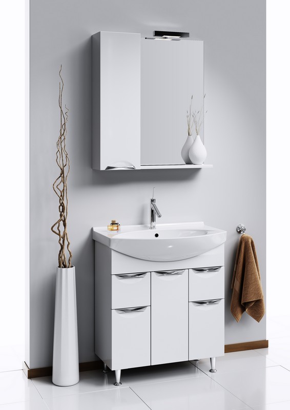 Лайн панель с зеркалом,  светильником и шкафчиком Li.02.07 AQWELLA LINE sun-id-277949 - Вид №1