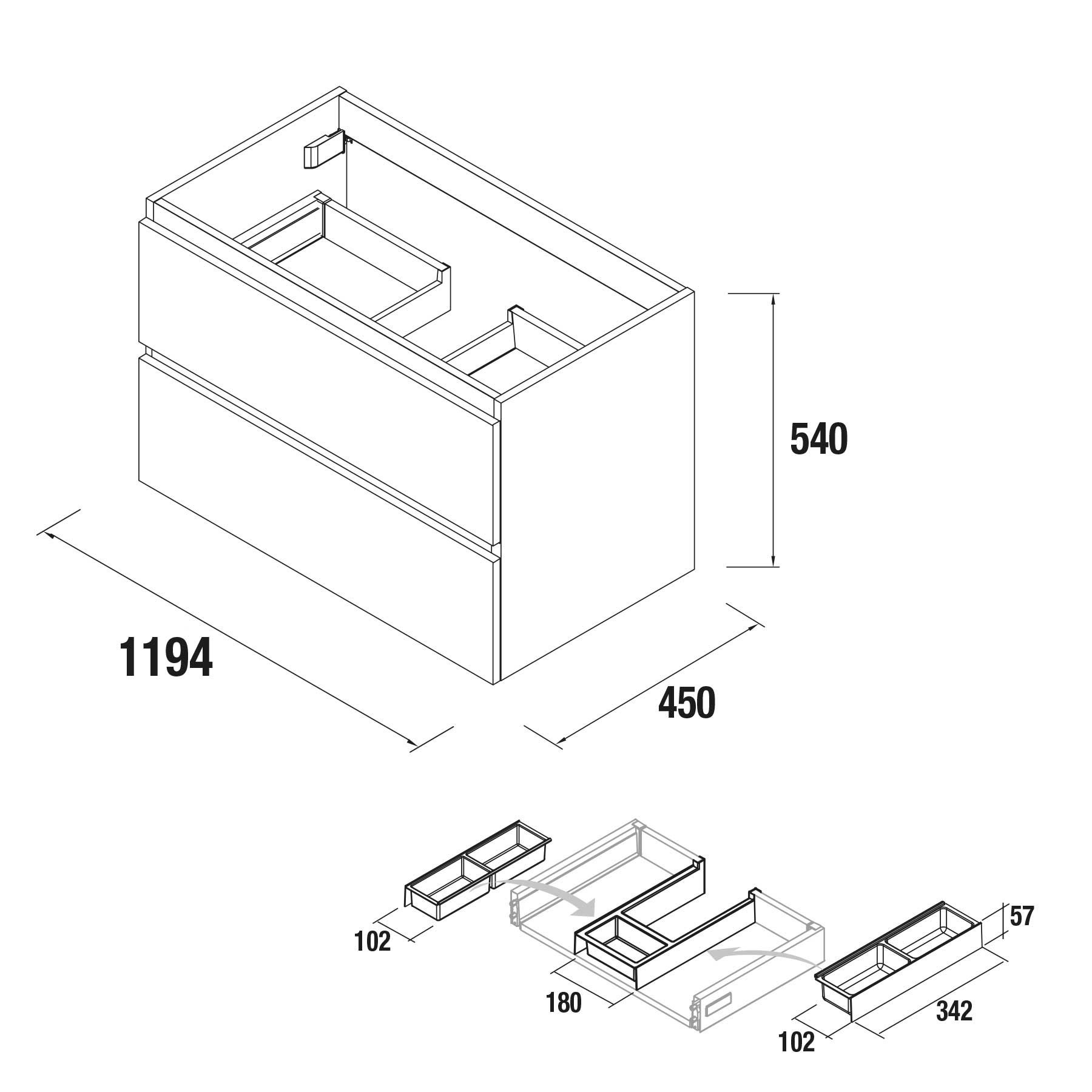 23892 SALGAR Мебель для умывальника SPIRIT 1200 2 металлических ящика BAY PINE 1194 x 540 x 450 мм Лавровая сосна - Вид №3