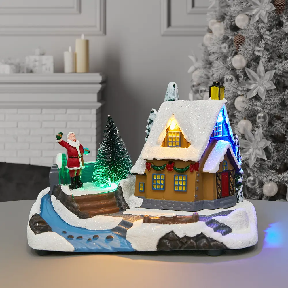 87547211 Композиция новогодняя светодиодная Домик у реки 17x11x12 см STLM-0952768 Santreyd 