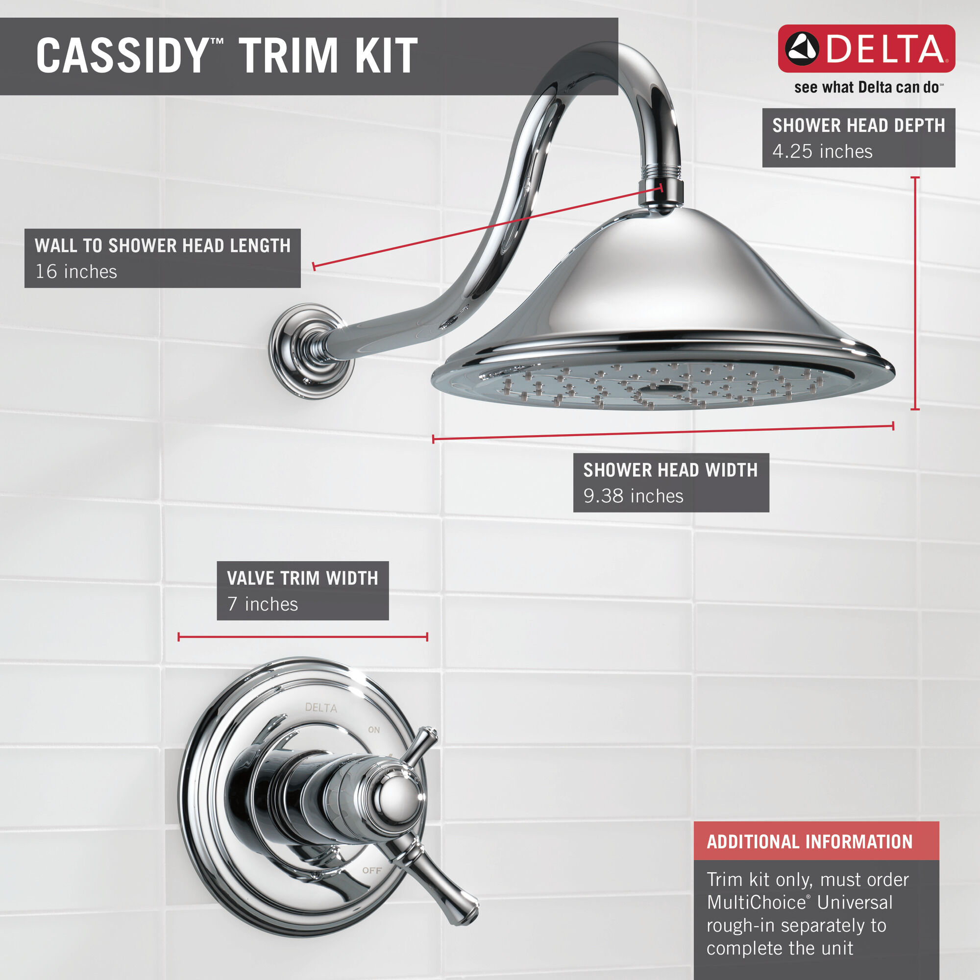 T17T297 Отделка для душа TempAssure® серии 17T Delta Faucet Cassidy Хром  - Вид №2