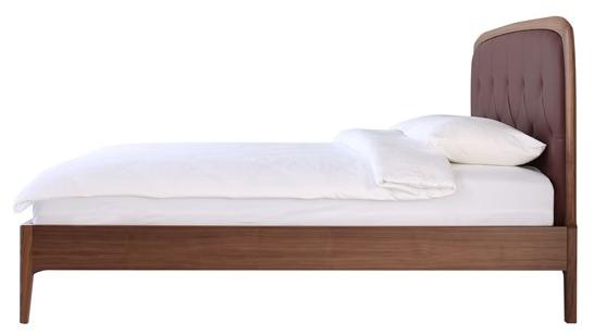 Heavens Двуспальная кровать из орехового дерева с обитым кожей изголовьем Petra sun-id-1446424 - Вид №2