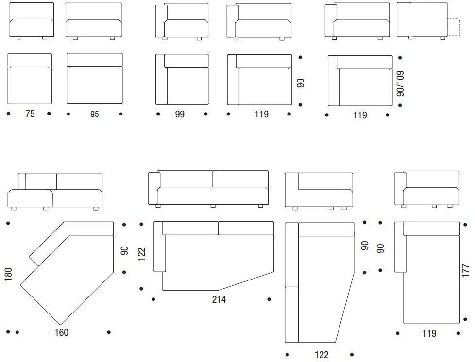 MDF Italia Съемный тканевый диван с шезлонгом sun-id-1444450 - Вид №4