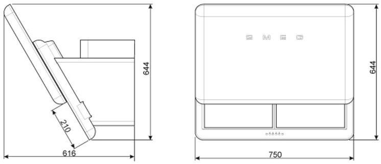 Smeg Выдвижная вытяжка из нержавеющей стали со встроенным освещением Smeg 50's style Kfab75cr  - Вид №12